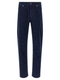 Blue Cotton Casual Pants