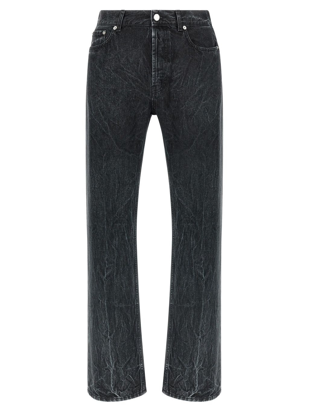 Black Cotton Straight-Leg Jeans
