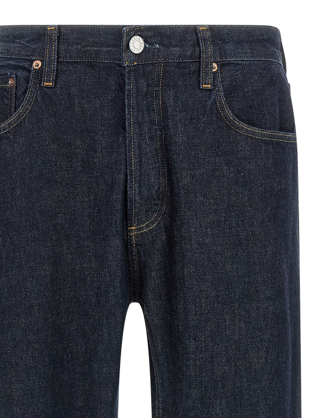 Blue Cotton Straight-Leg Jeans