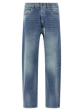 Blue Cotton Straight-Leg Jeans