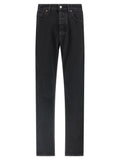 Black Cotton Tapered Jeans