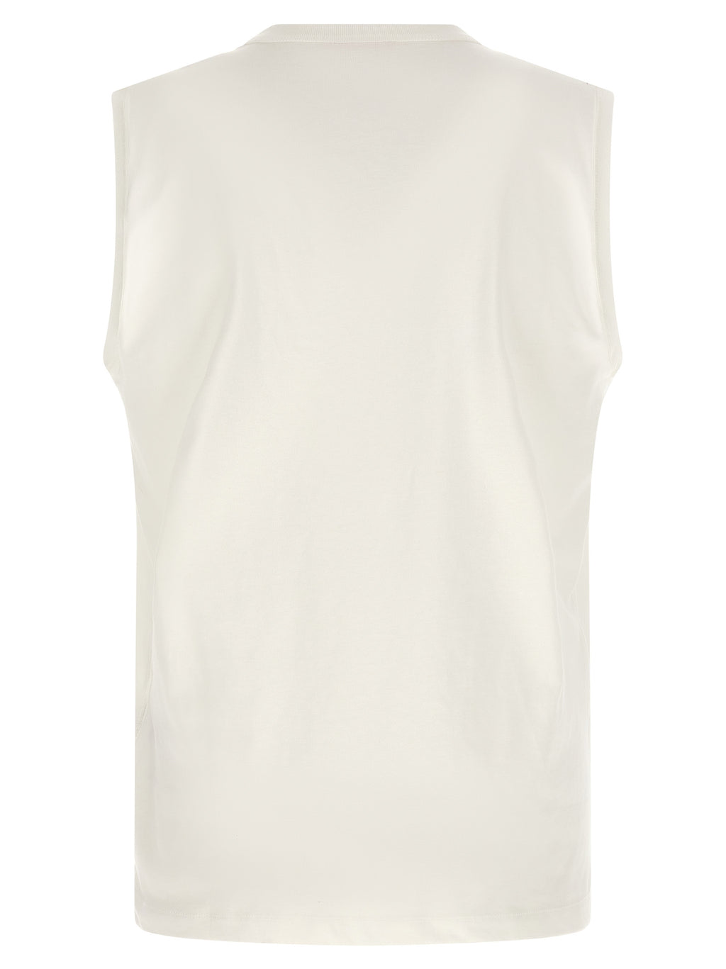 White Cotton Sleeveles T-Shirt