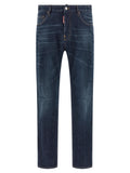 Blue Cotton Straight-Leg Jeans