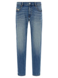 Blue Cotton Straight-Leg Jeans