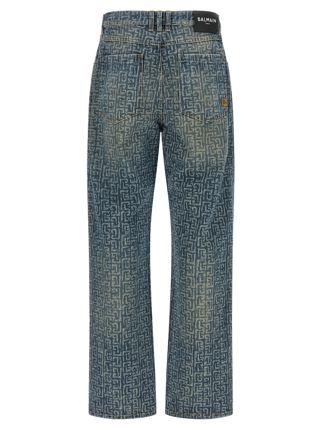 Blue Cotton Straight-Leg Jeans