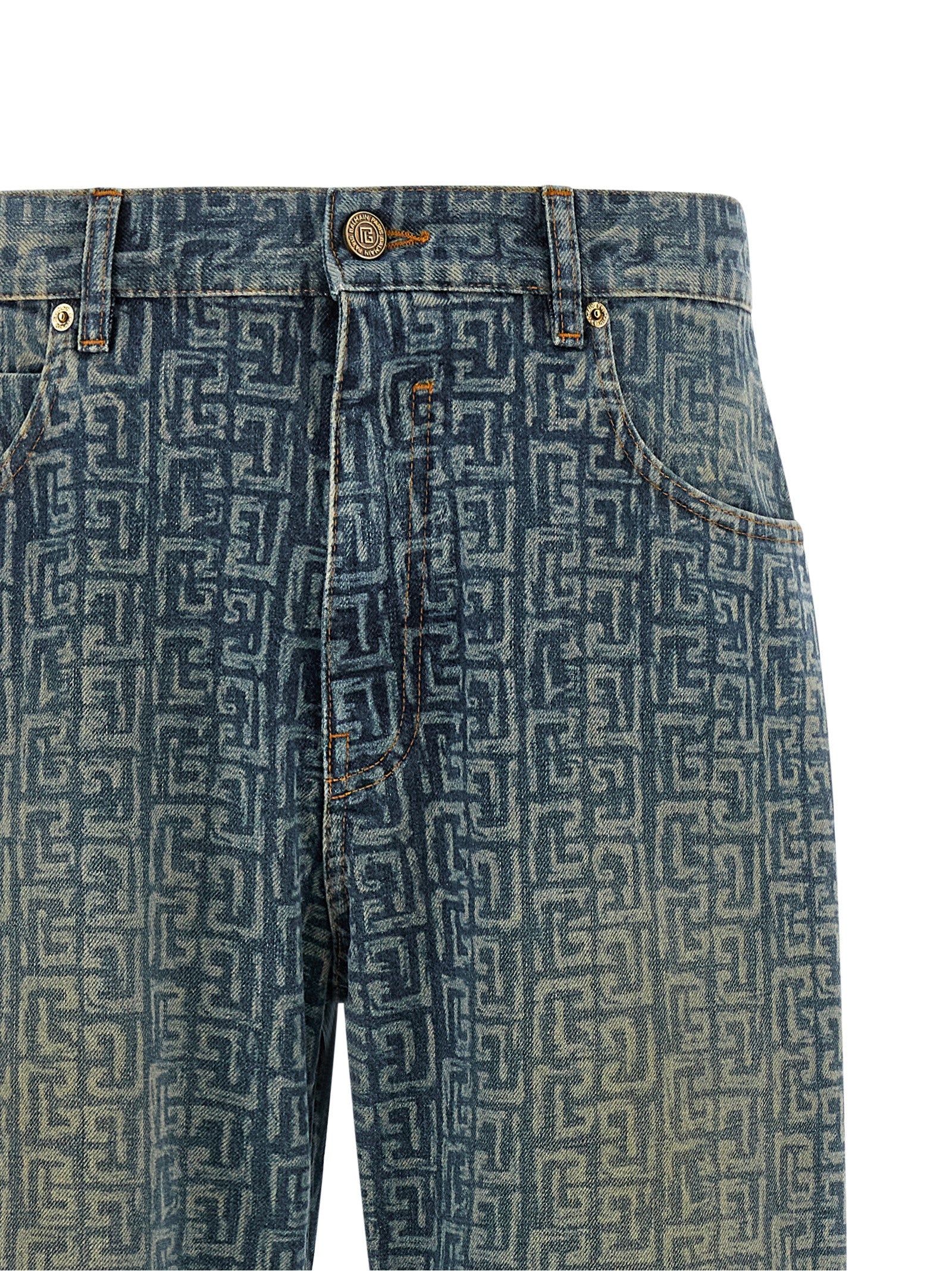 Blue Cotton Straight-Leg Jeans