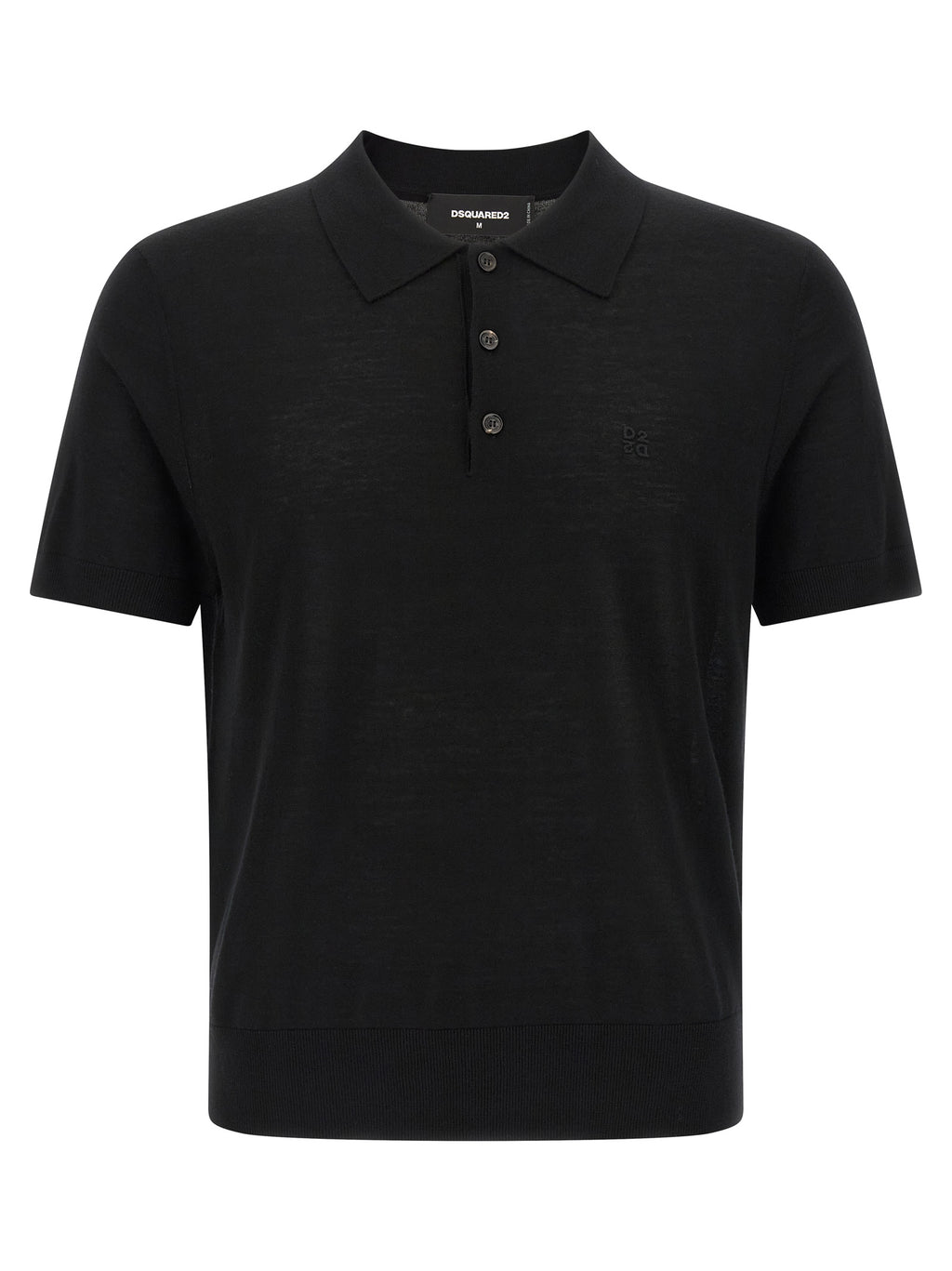 Black Wool Polo Shirt