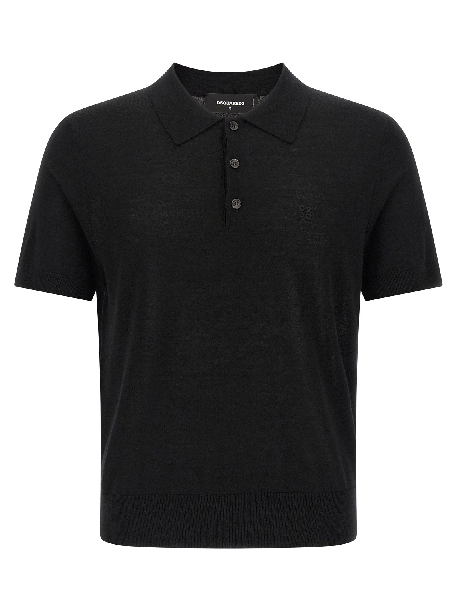 Black Wool Polo Shirt