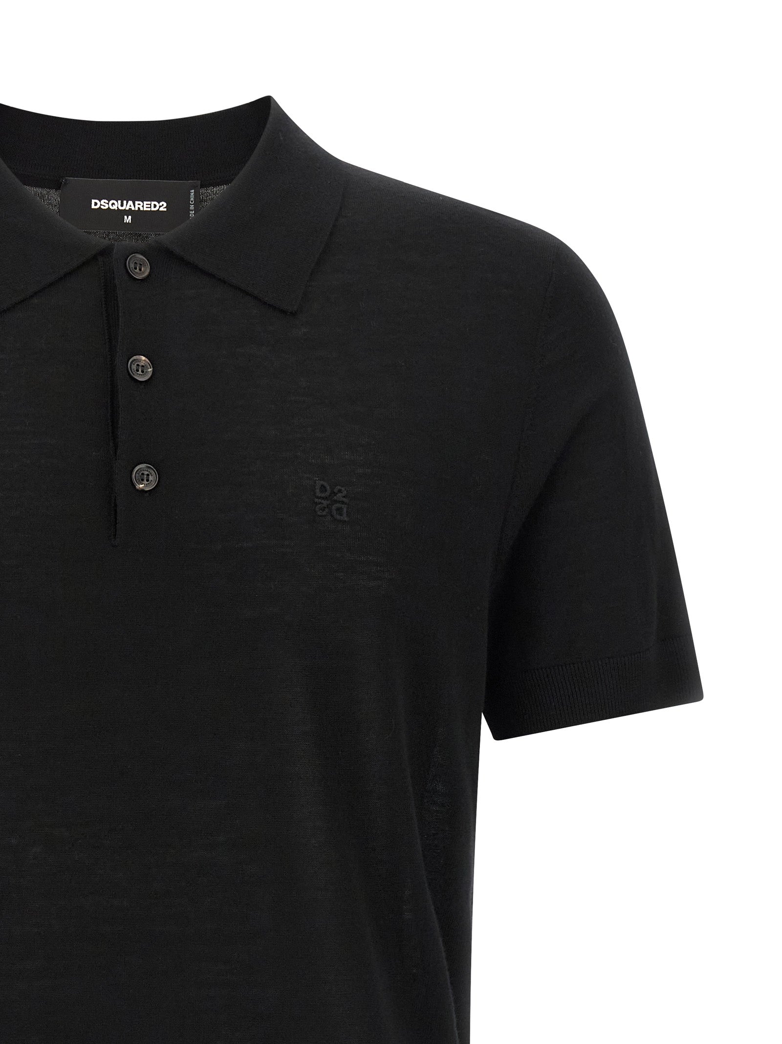 Black Wool Polo Shirt
