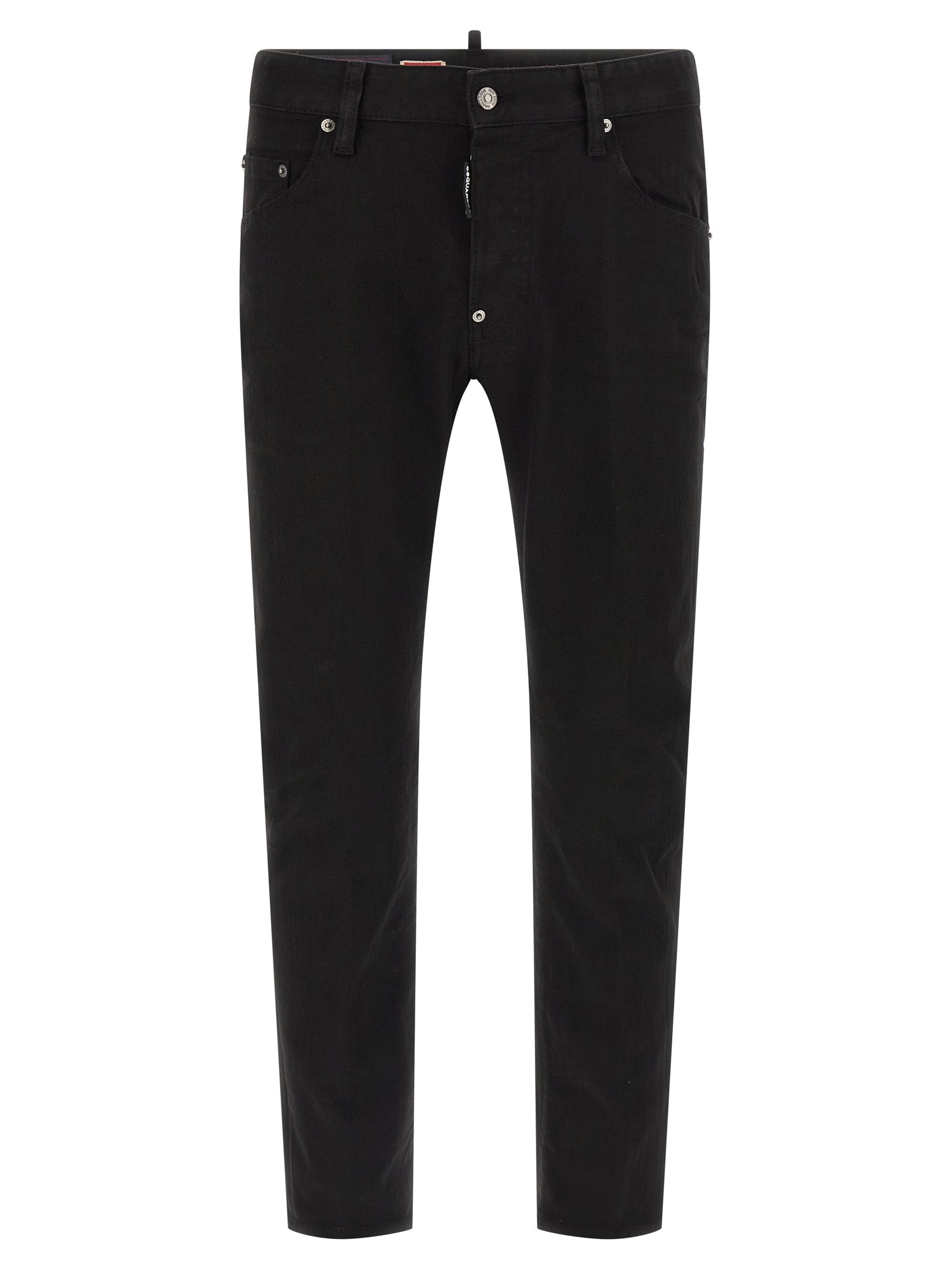 Black Cotton Straight-Leg Jeans