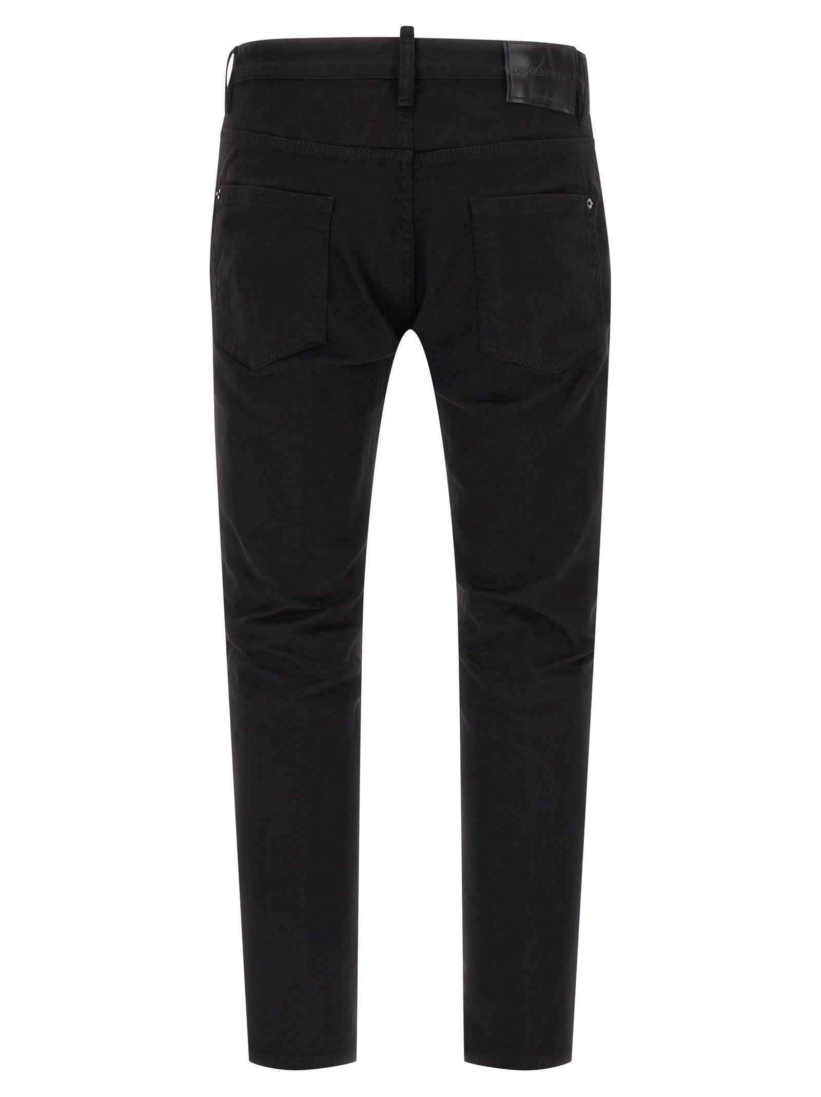 Black Cotton Straight-Leg Jeans