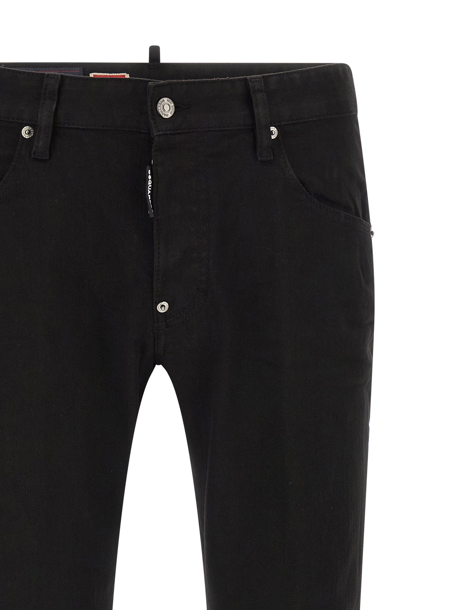 Black Cotton Straight-Leg Jeans