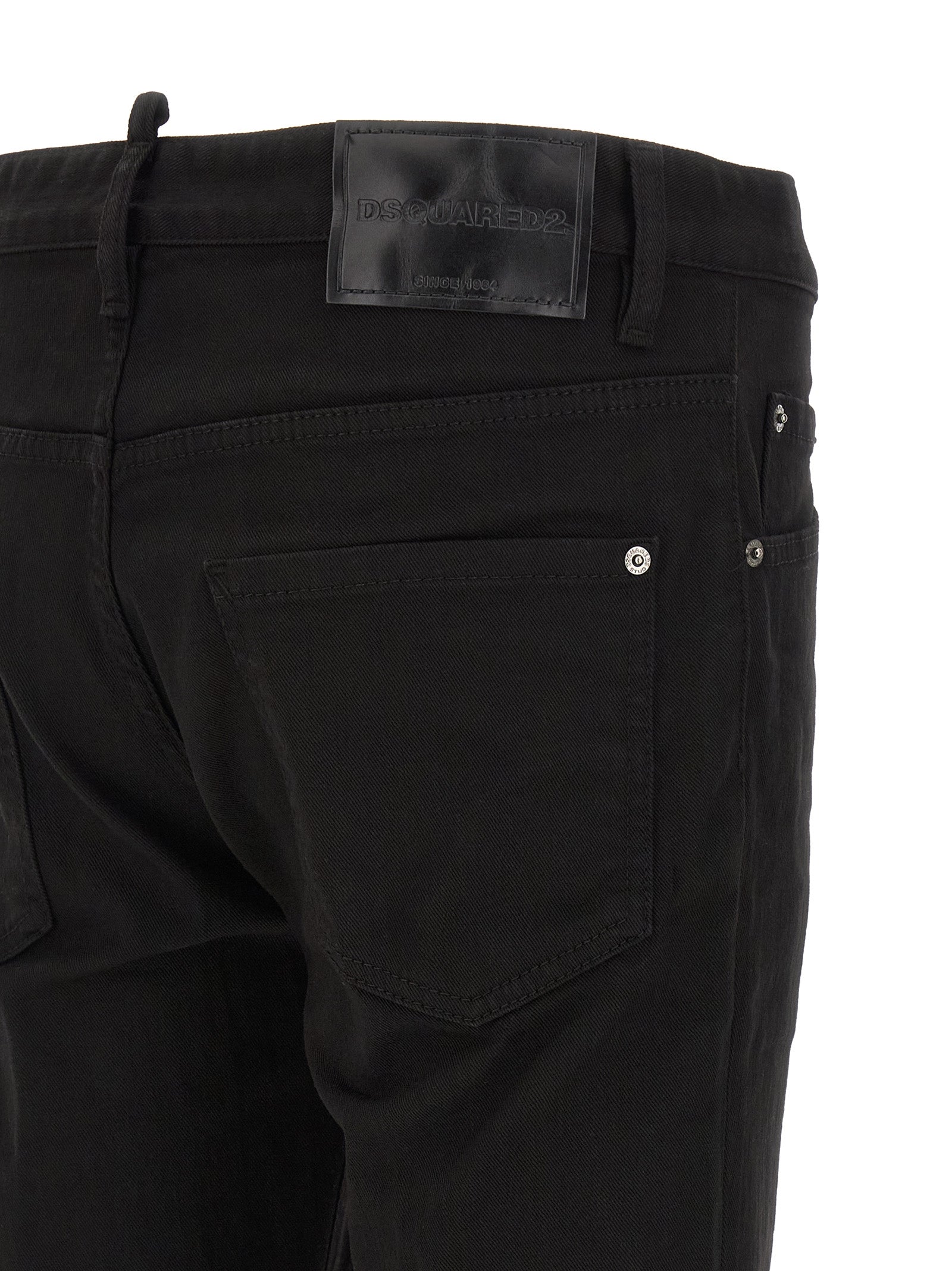Black Cotton Straight-Leg Jeans