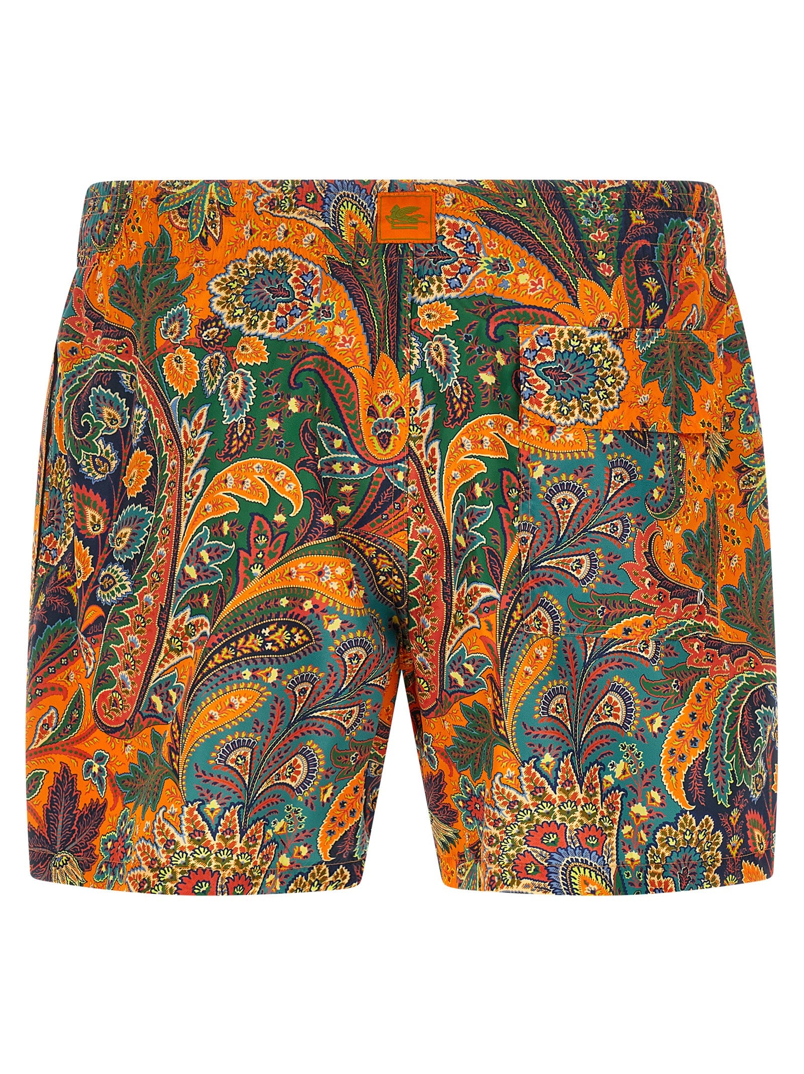 Orange Polyester Swim Shorts