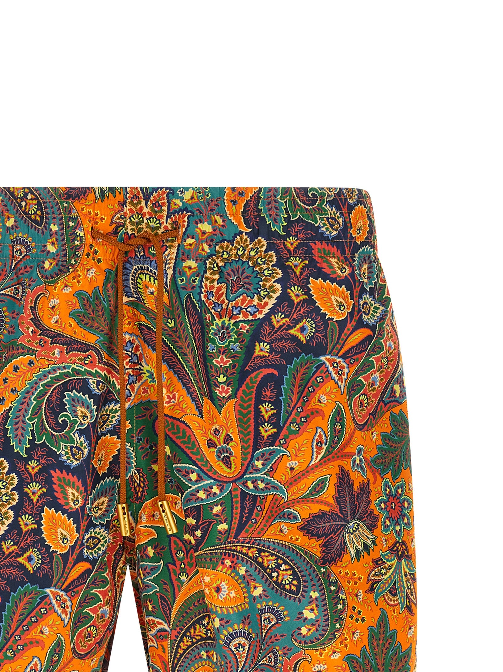 Orange Polyester Swim Shorts