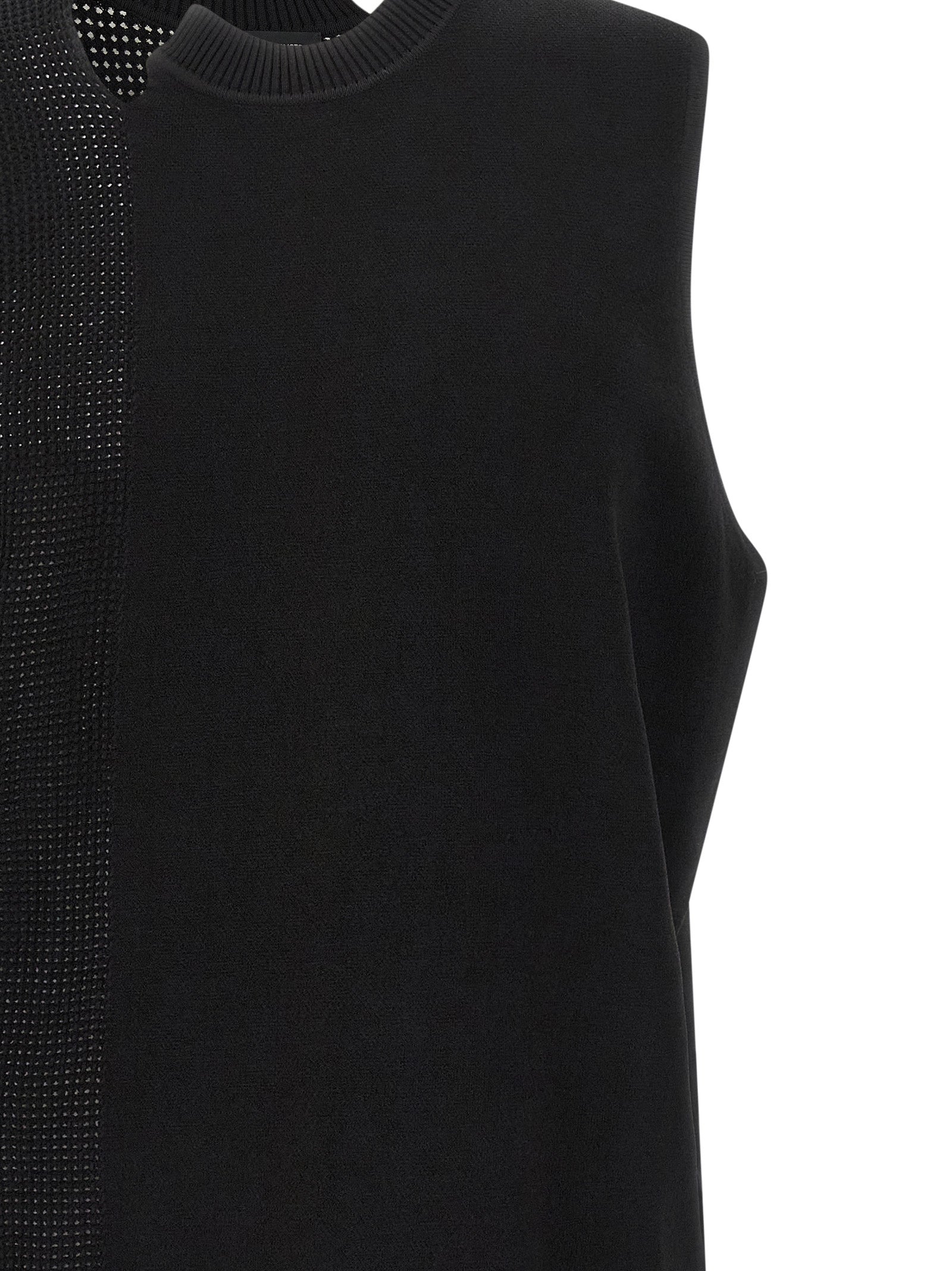 Black Rayon Sleeveless Jacket