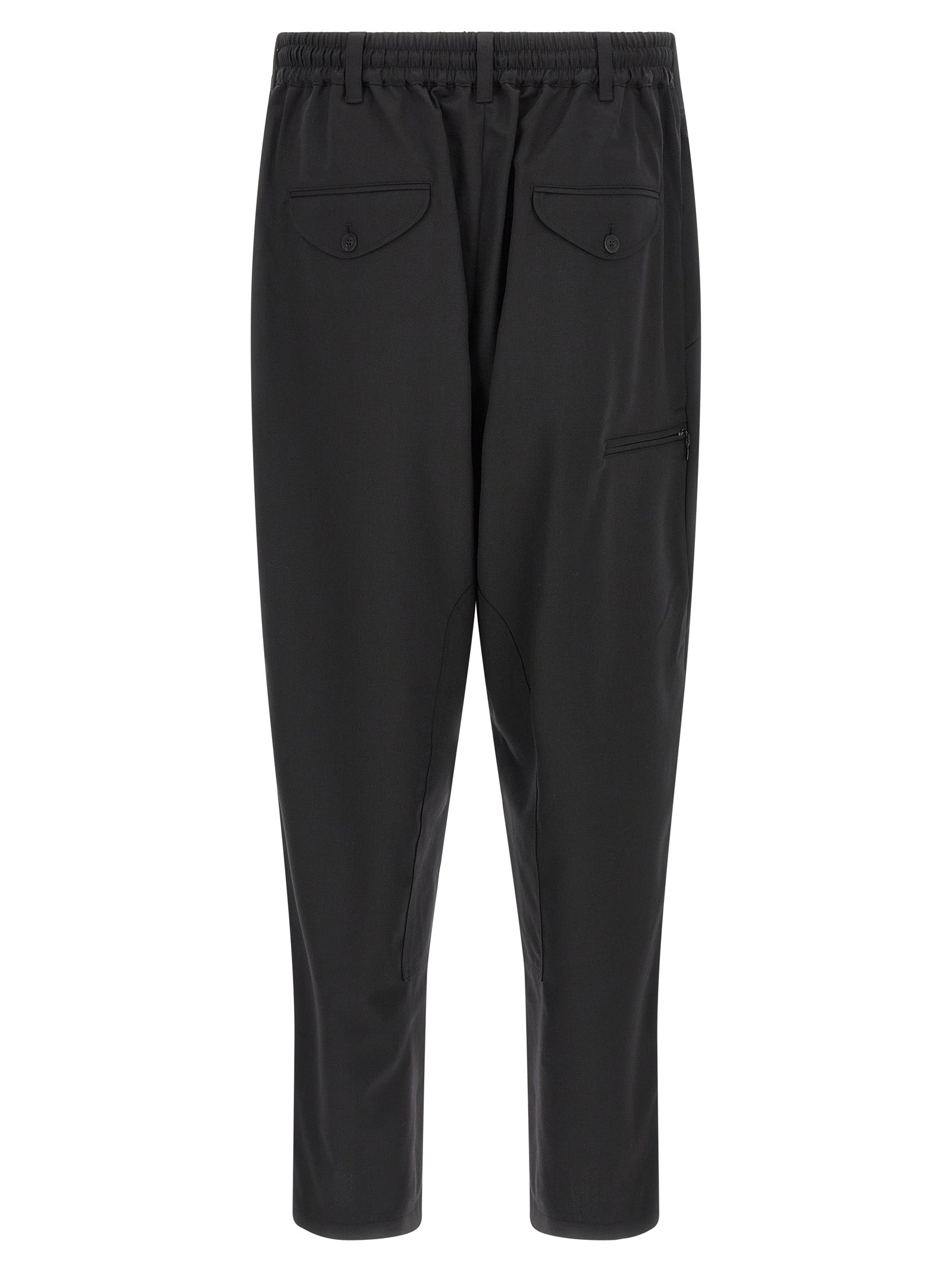 Black Polyester Casual Pants