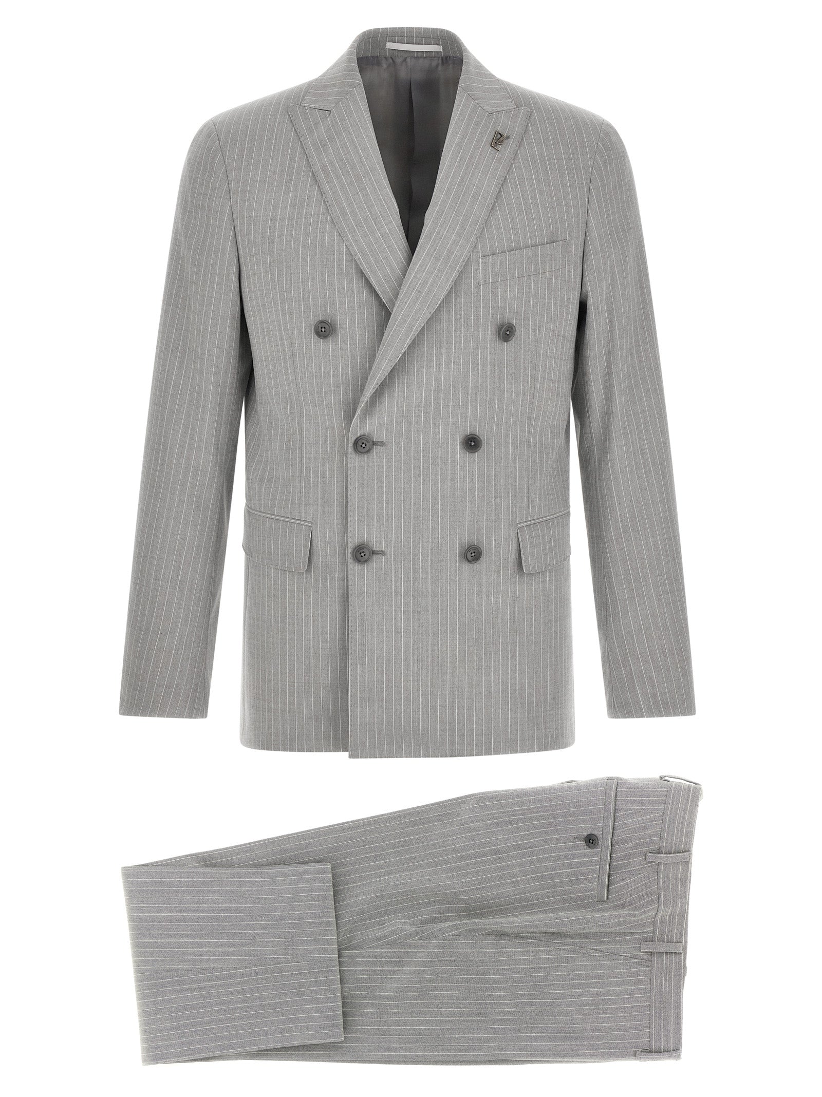 Gray Polyester Two-Piece Suit
