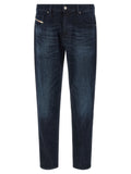Blue Cotton Straight-Leg Jeans