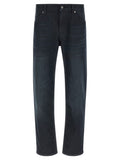 Blue Cotton Straight-Leg Jeans
