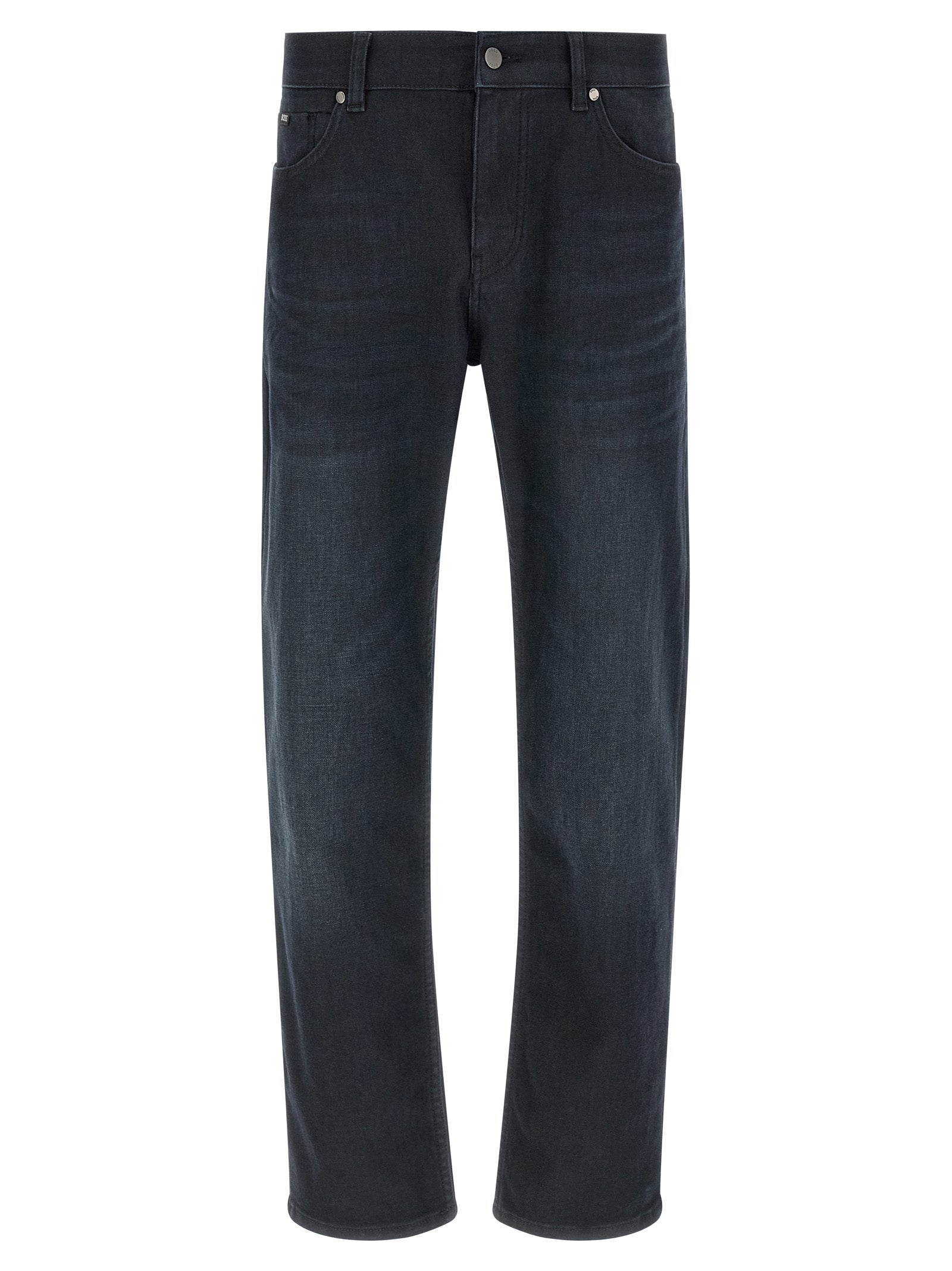 Blue Cotton Straight-Leg Jeans