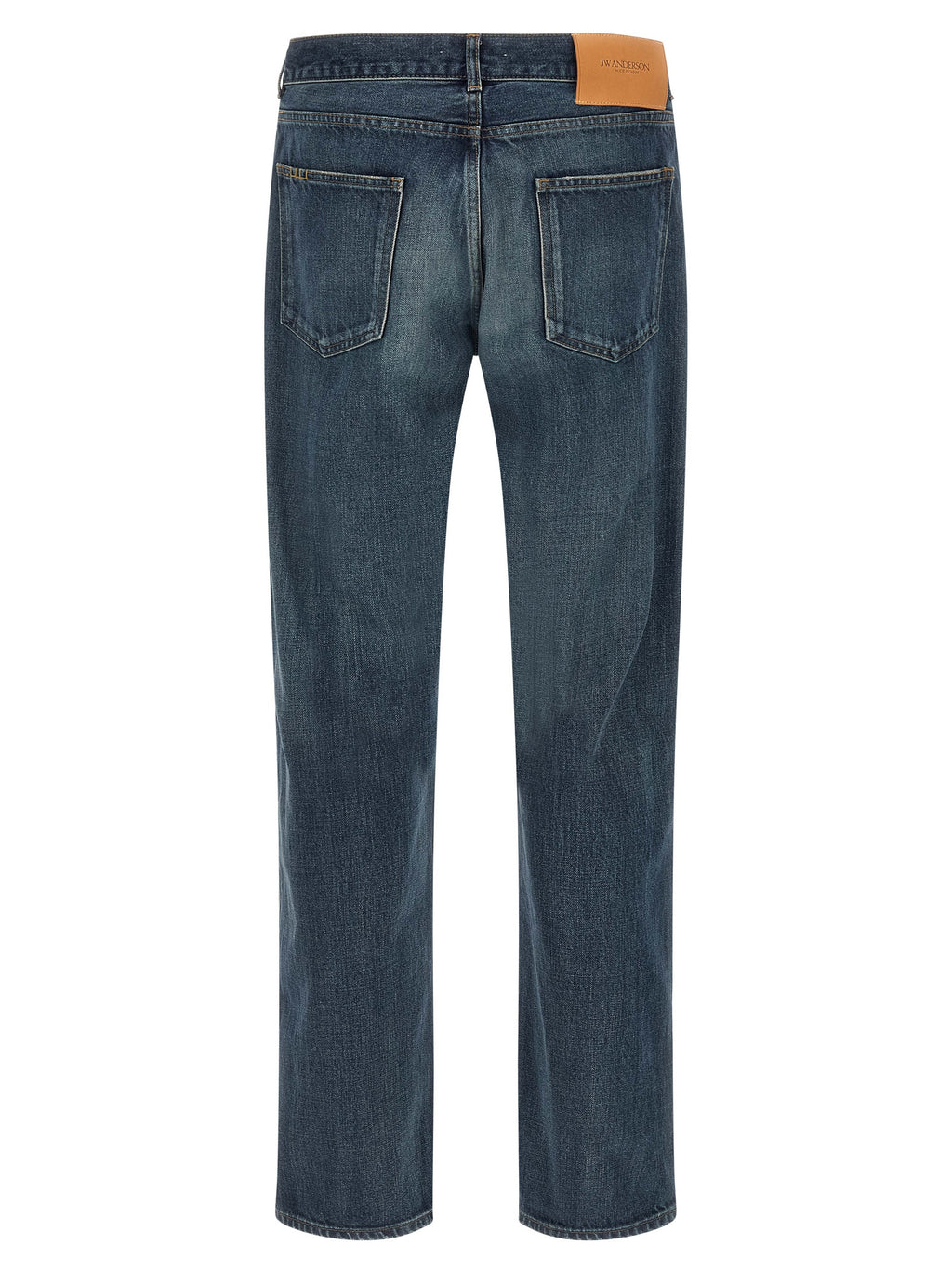 Blue Cotton Straight-Leg Jeans