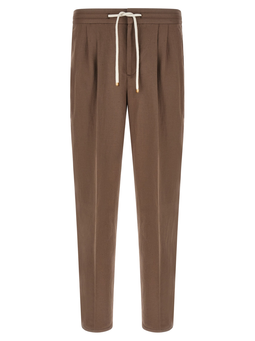 Brown Linen Casual Pants