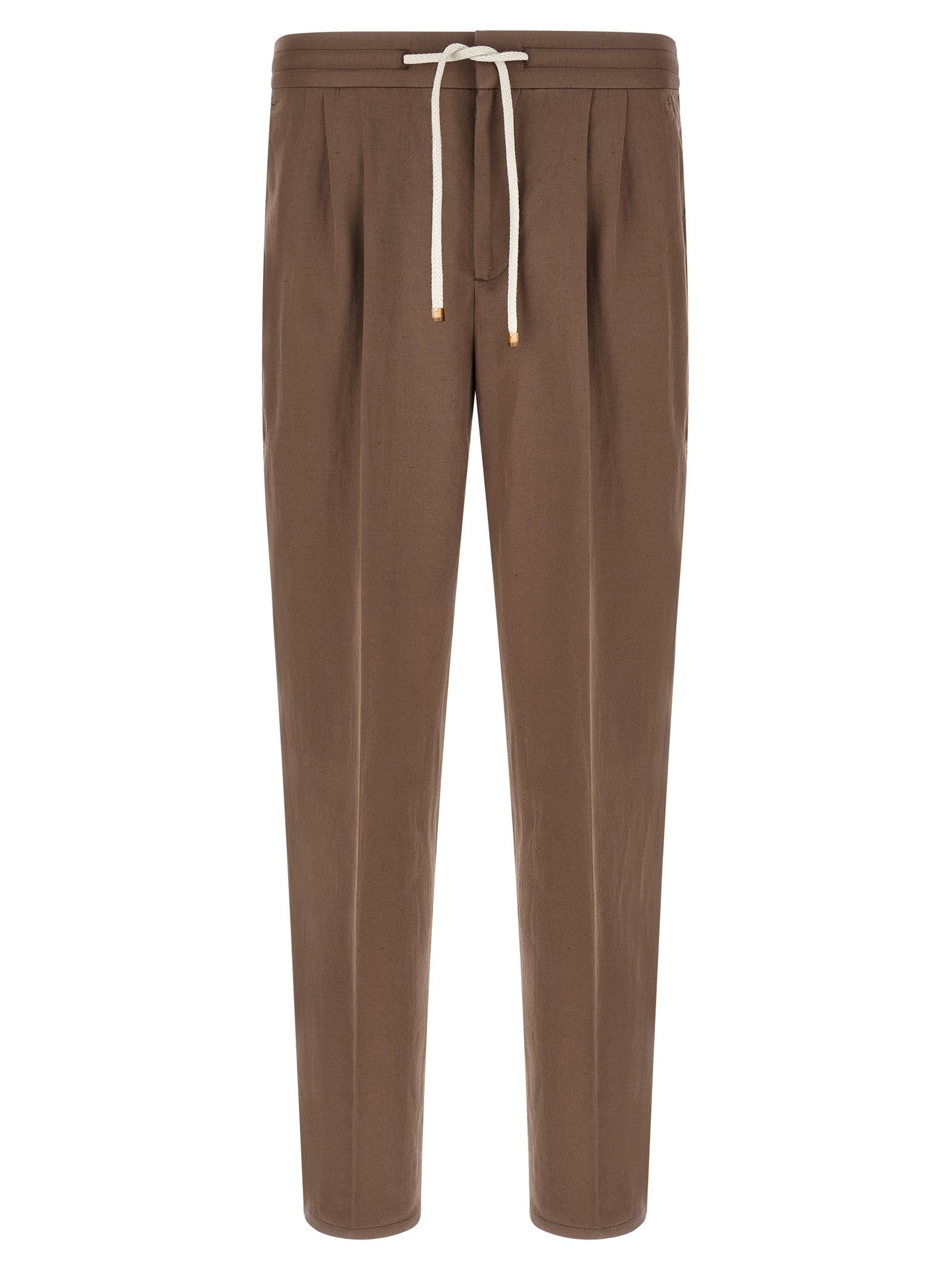 Brown Linen Casual Pants