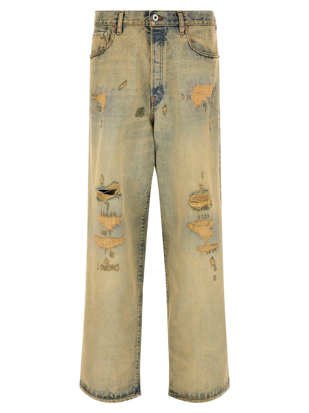 Bicolor Cotton Straight-Leg Jeans