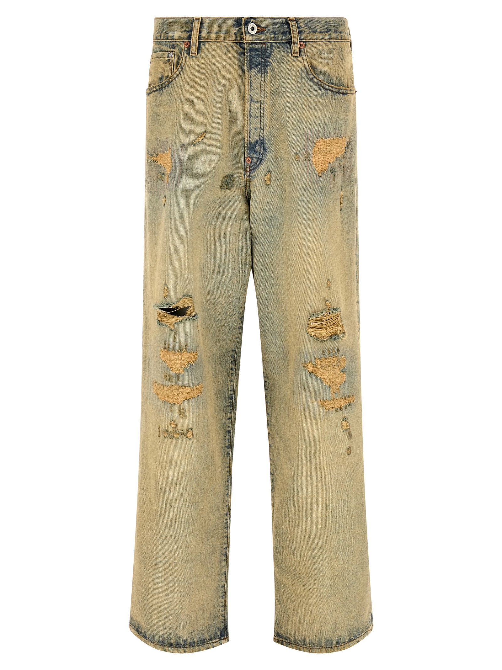 Bicolor Cotton Straight-Leg Jeans