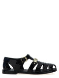 Black Pvc Flat Sandals