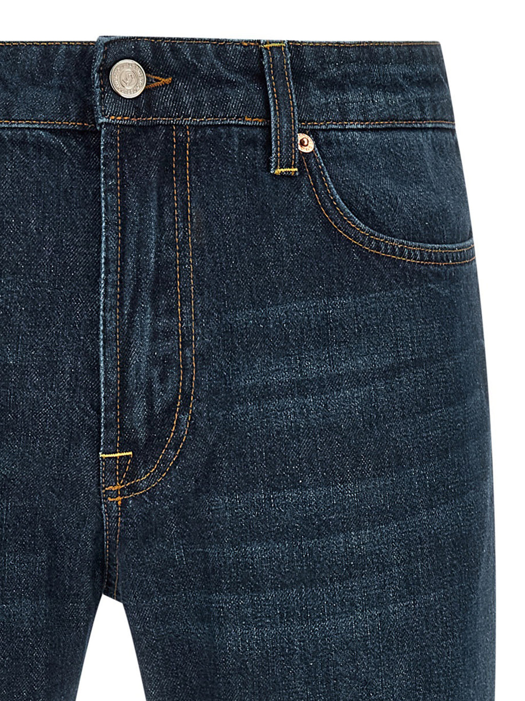Blue Cotton Straight-Leg Jeans