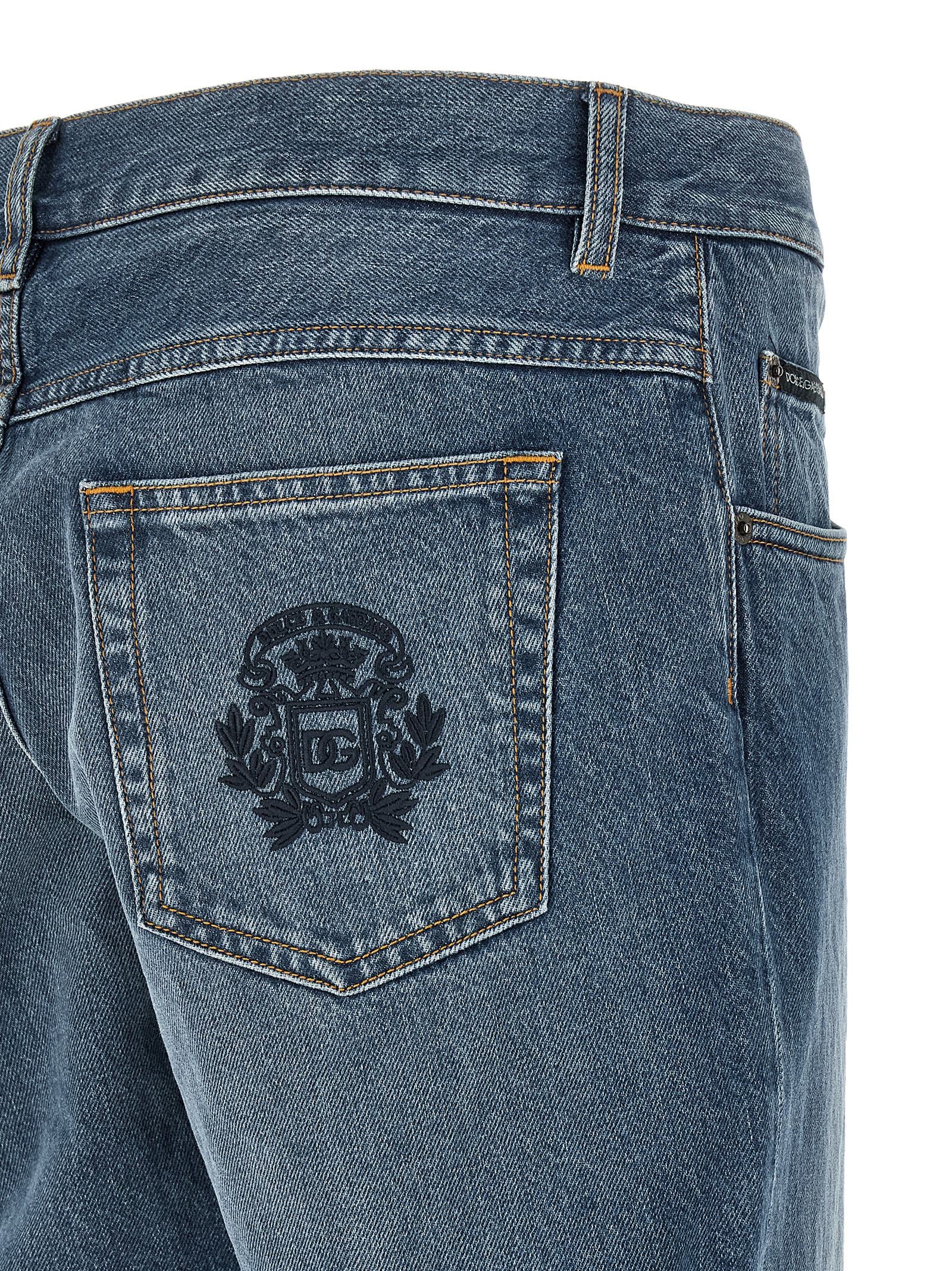 Blue Cotton Straight-Leg Jeans