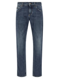Blue Cotton Straight-Leg Jeans