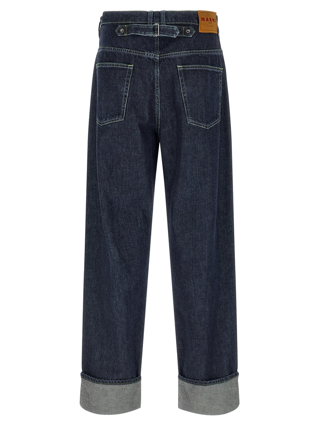 Blue Cotton Straight-Leg Jeans