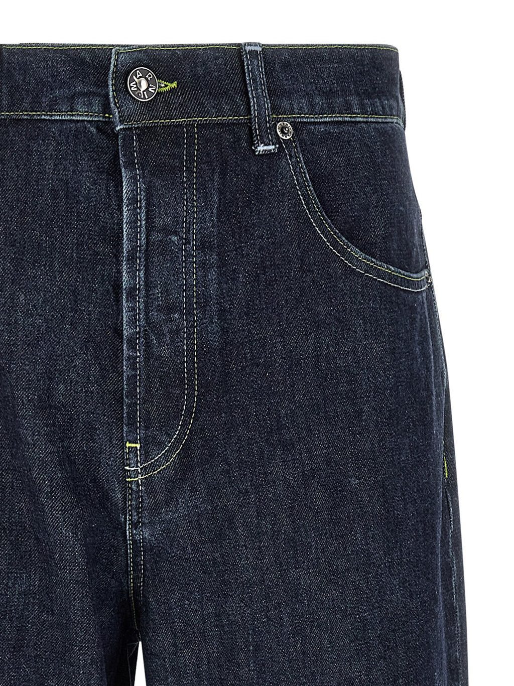Blue Cotton Straight-Leg Jeans