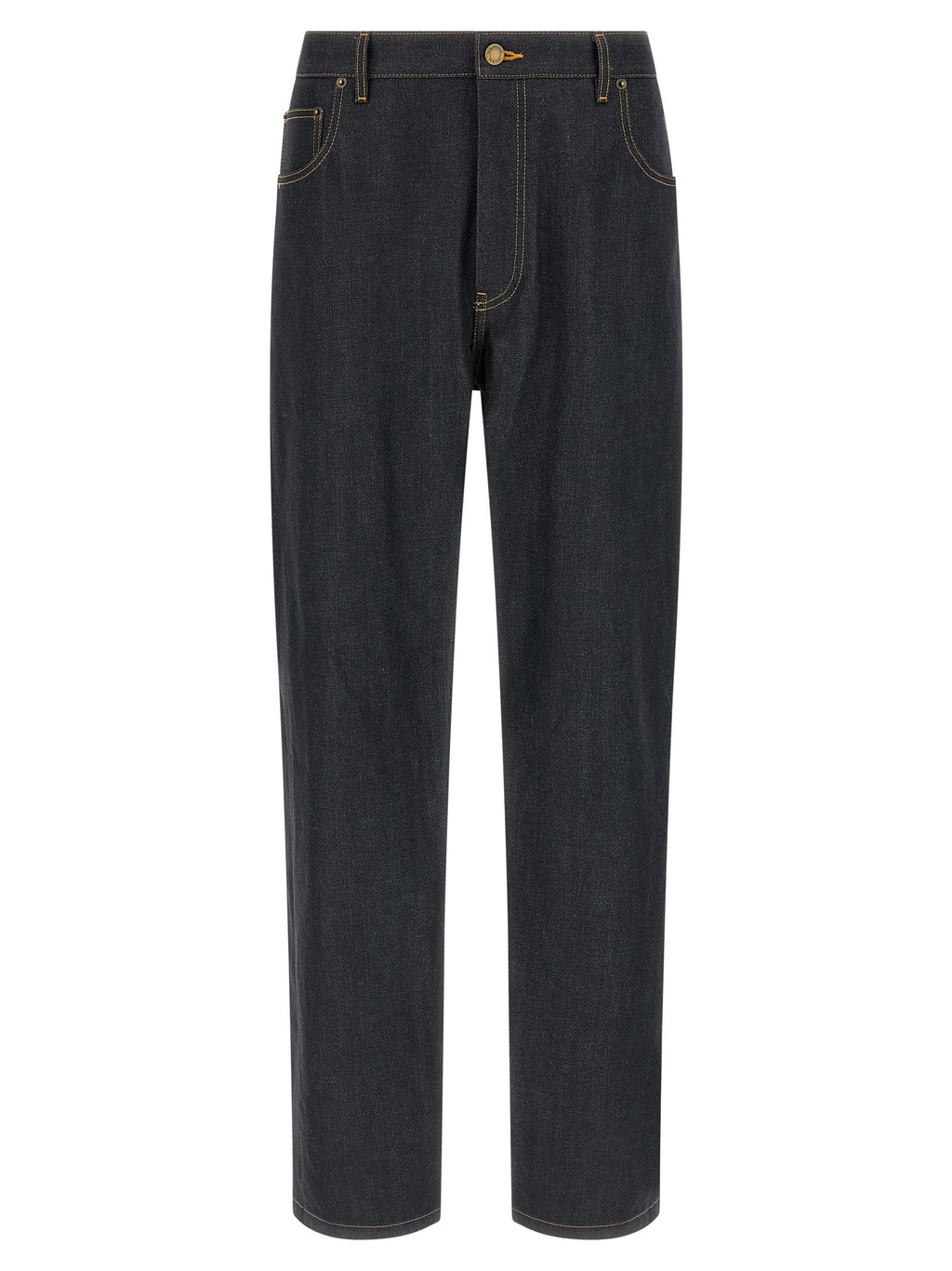 Blue Cotton High-Waisted Jean