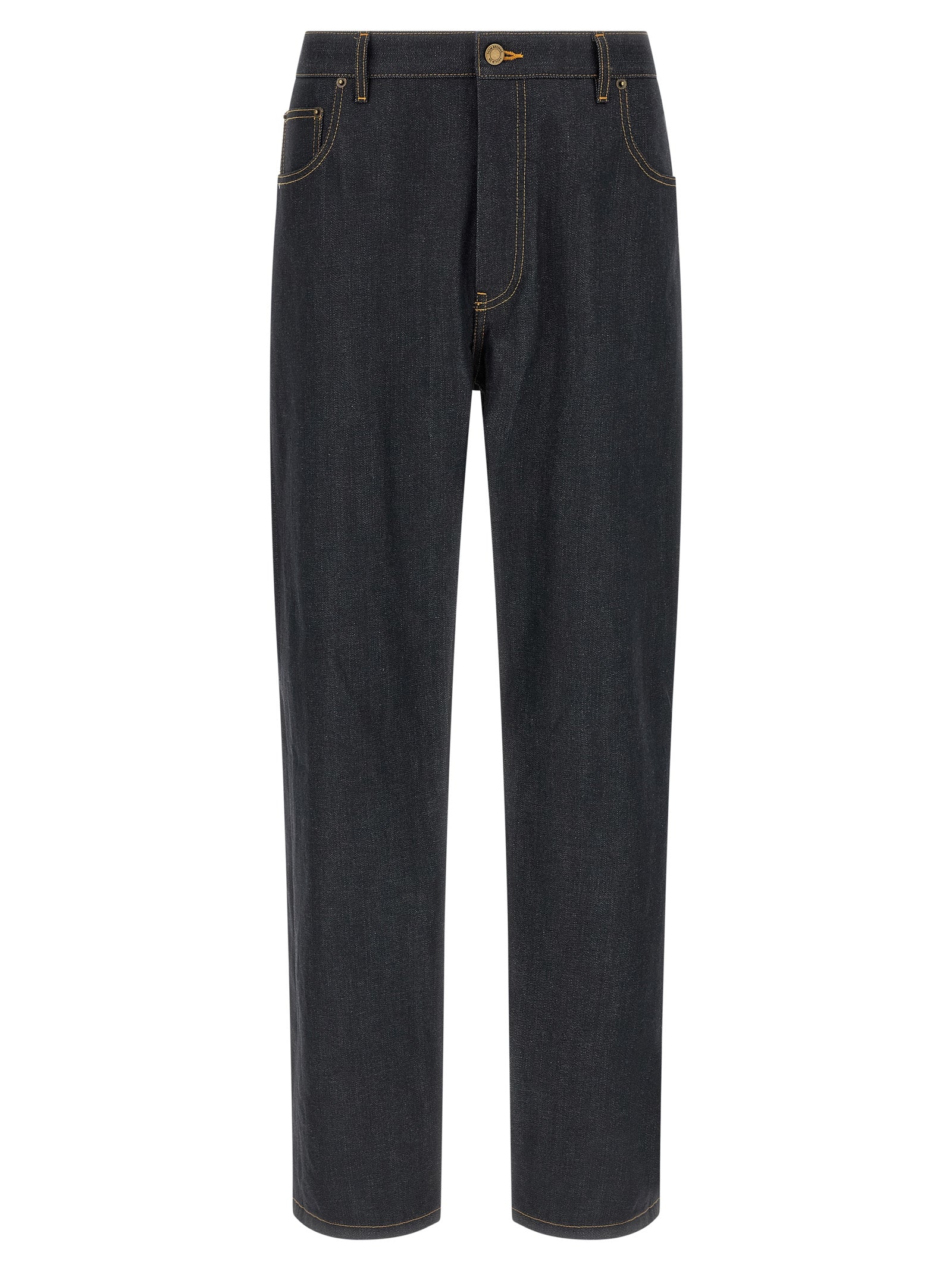 Blue Cotton High-Waisted Jean