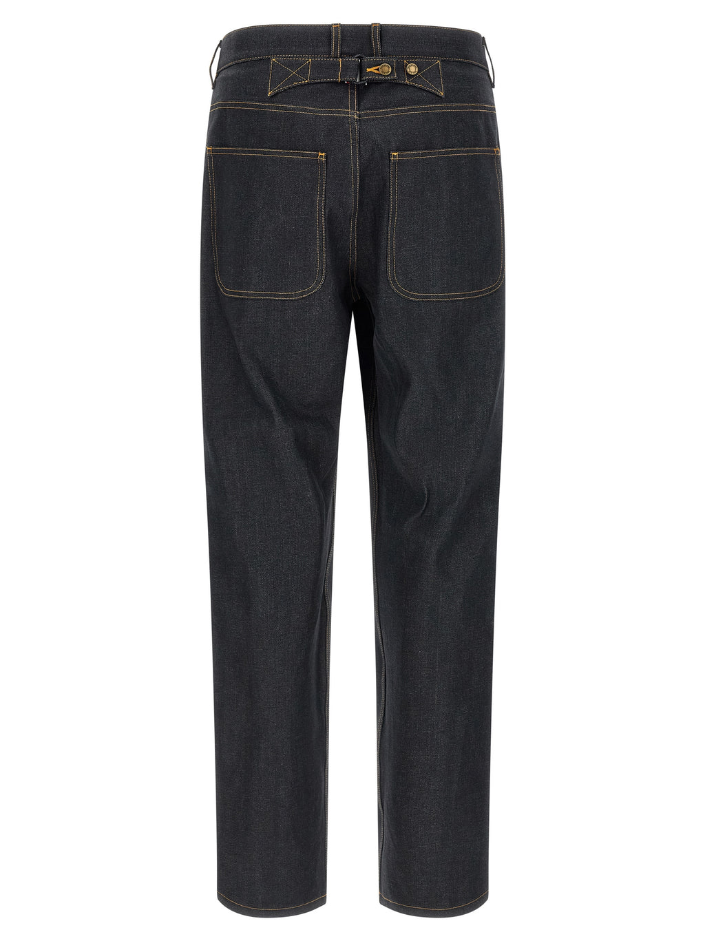 Blue Cotton High-Waisted Jean