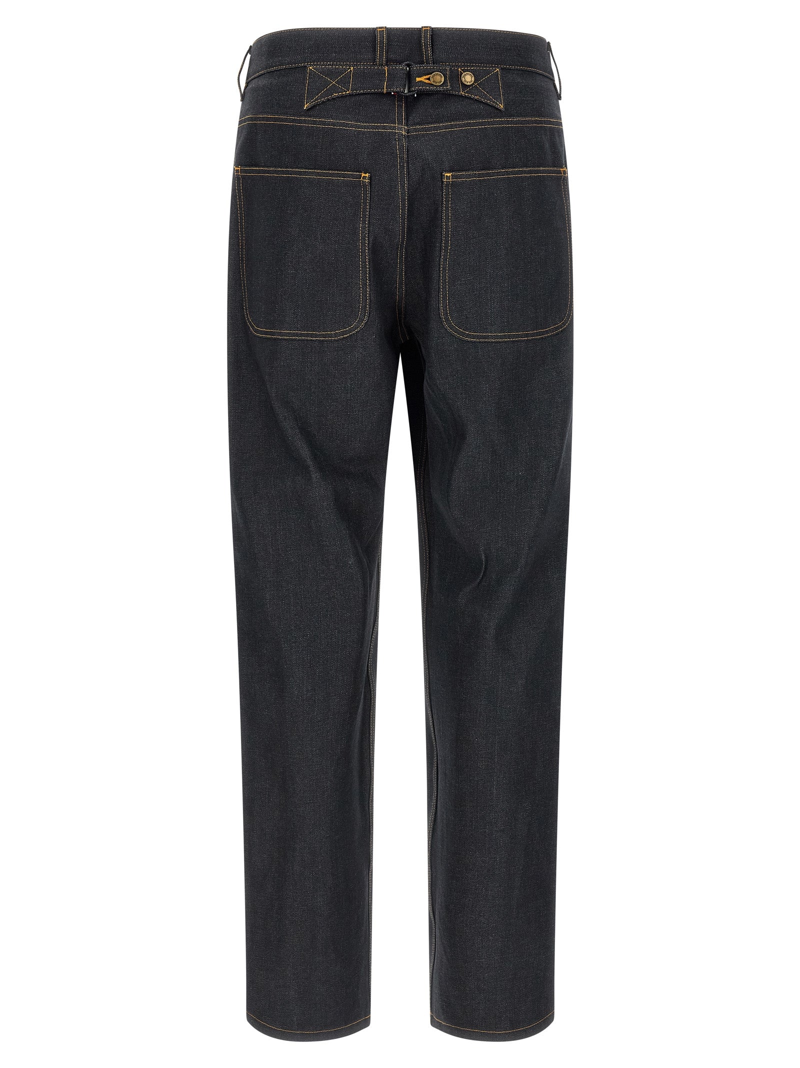 Blue Cotton High-Waisted Jean