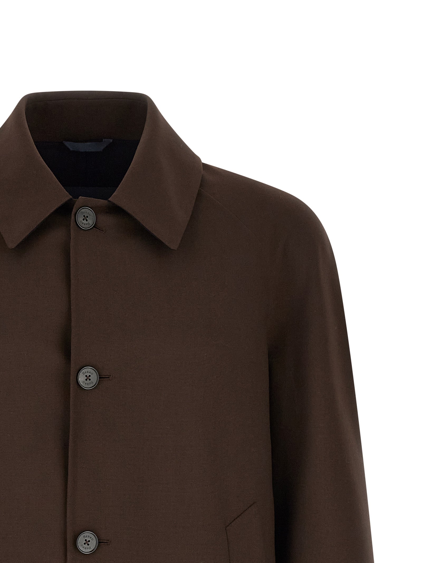 Brown Polyester Full-Length Jacket