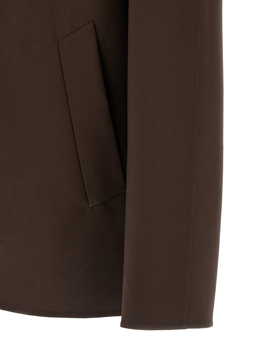 Brown Polyester Full-Length Jacket