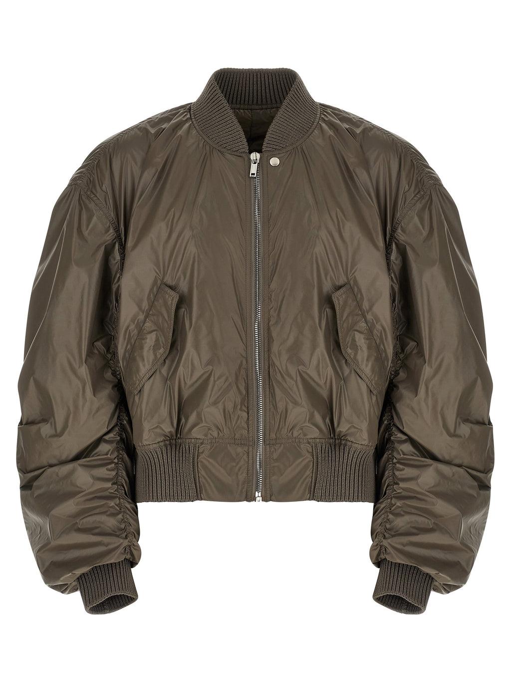 Gray Nylon Bomber