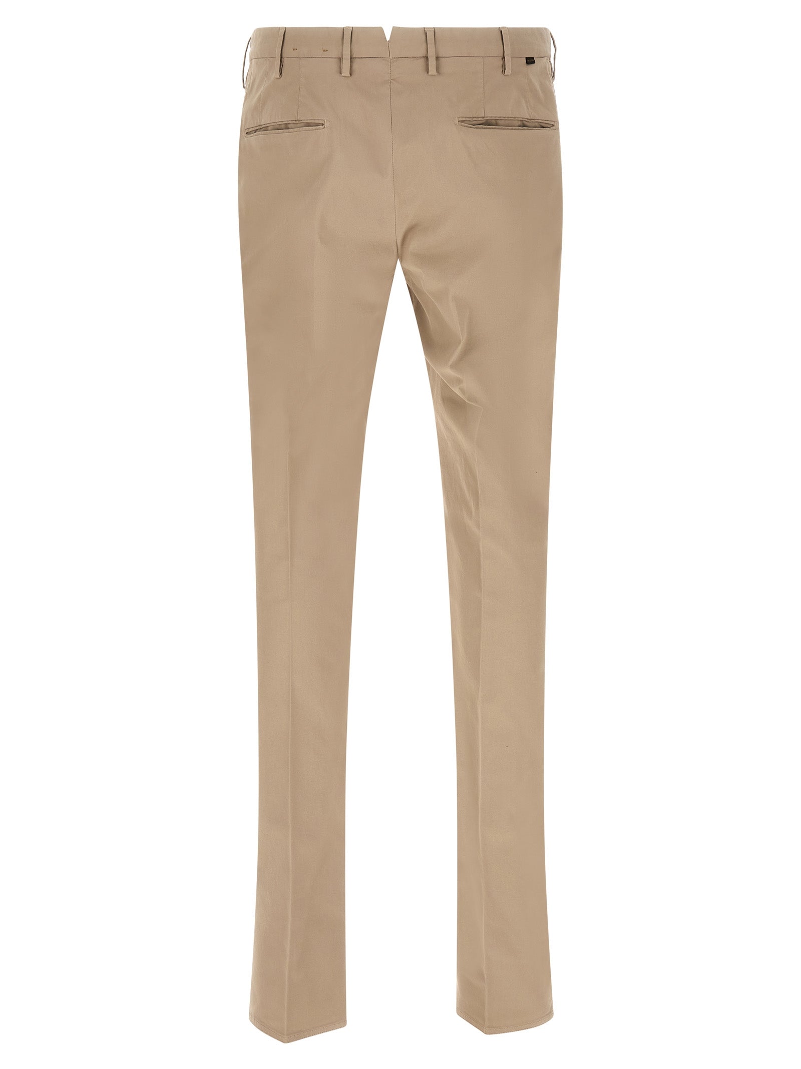 Beige Cotton Casual Pants