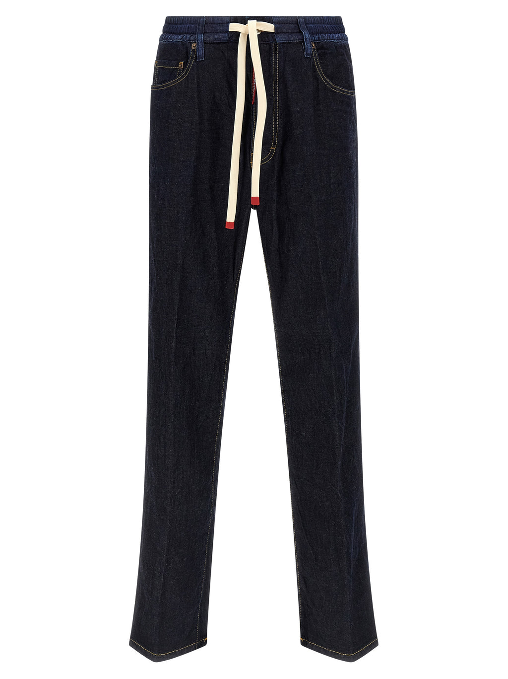 Blue Cotton Straight-Leg Jeans