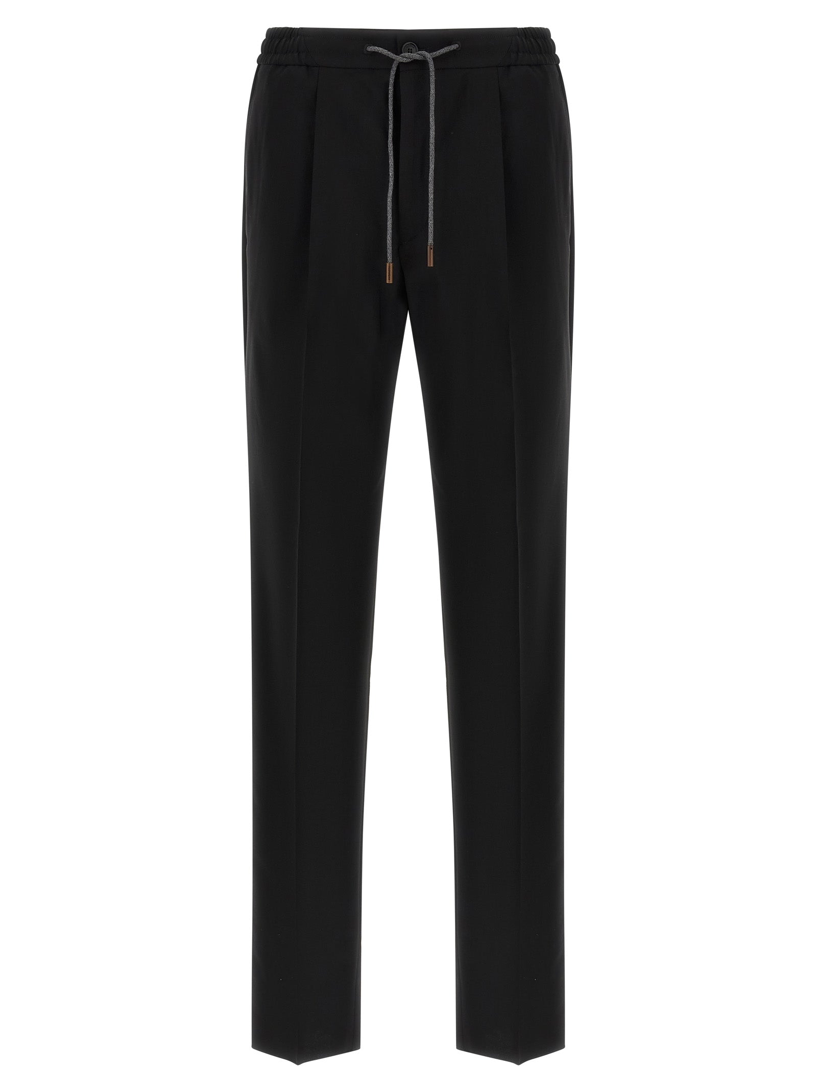 Black Virgin Wool Casual Pants