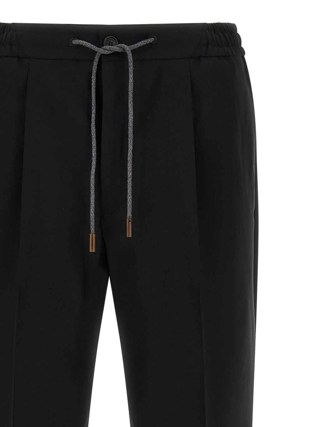 Black Virgin Wool Casual Pants