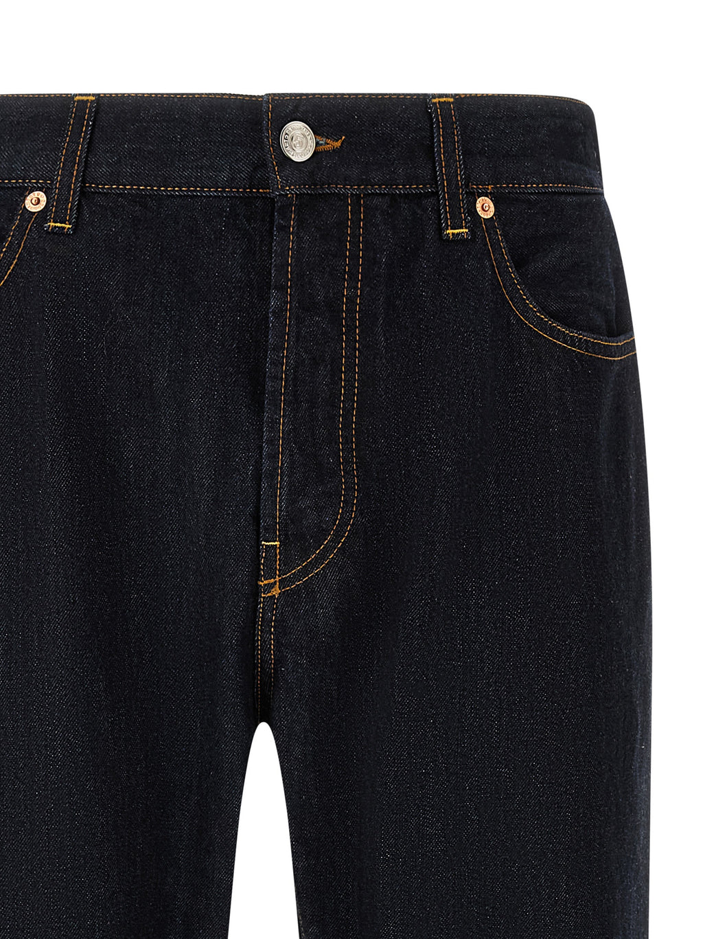 Blue Cotton Straight-Leg Jeans
