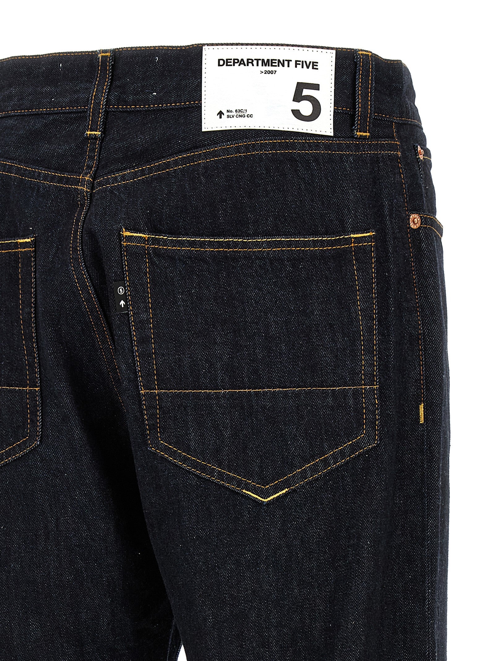 Blue Cotton Straight-Leg Jeans
