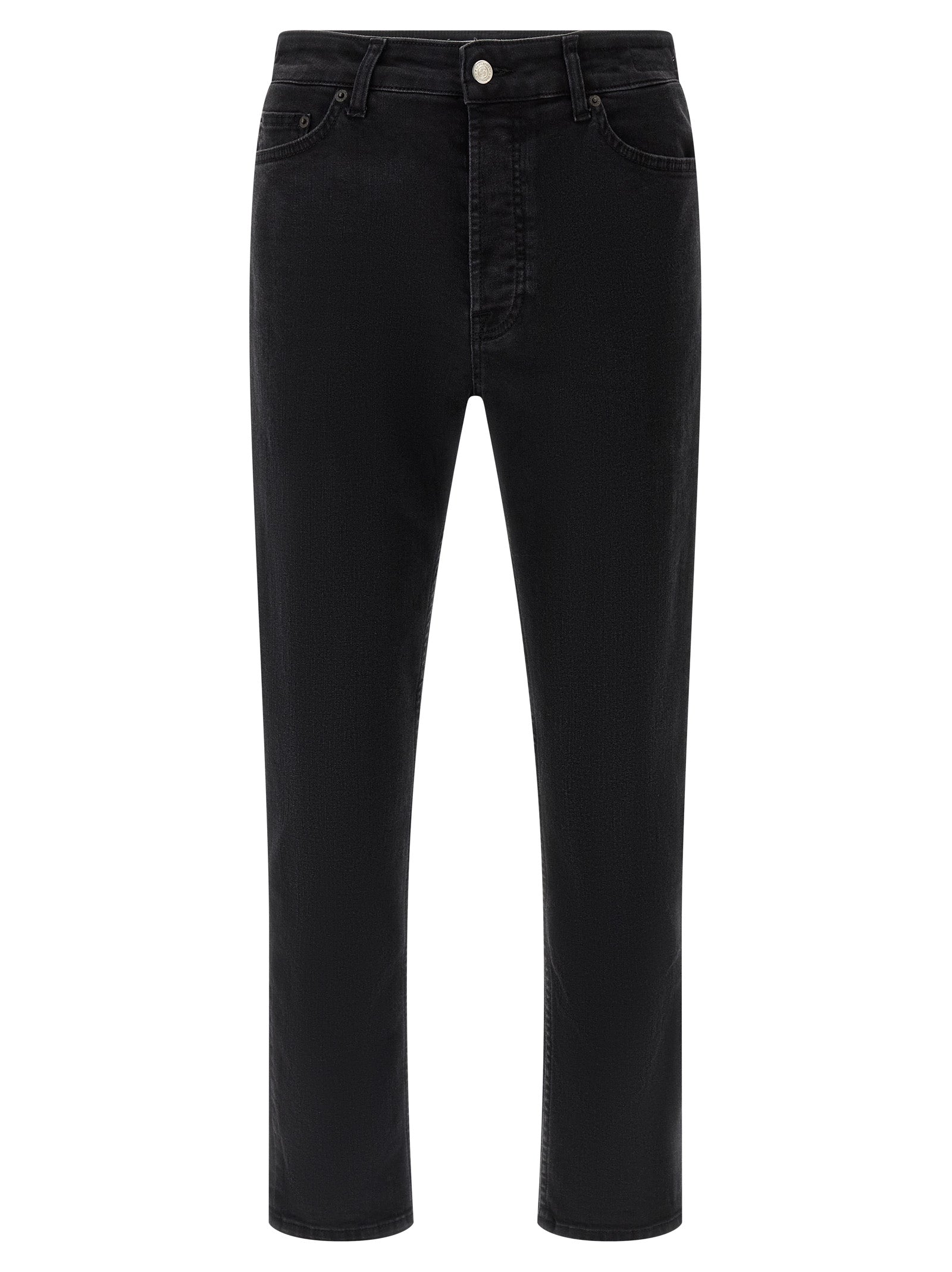 Black Cotton Cropped Jeans